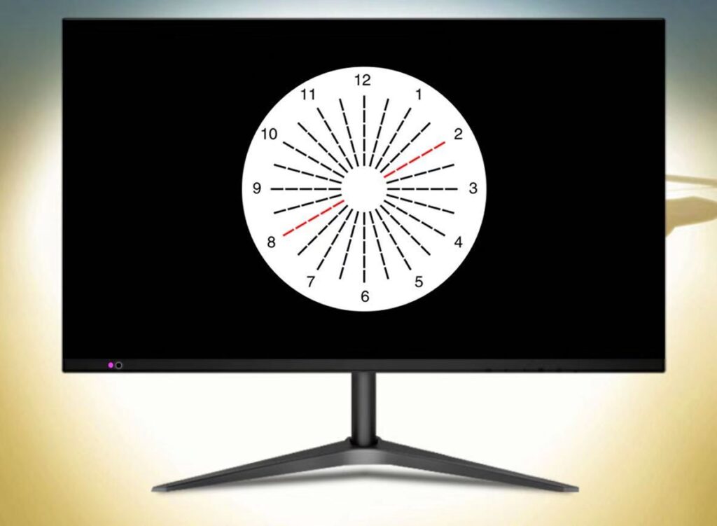 ACP-300 digital vision chart displaying an astigmatism dial