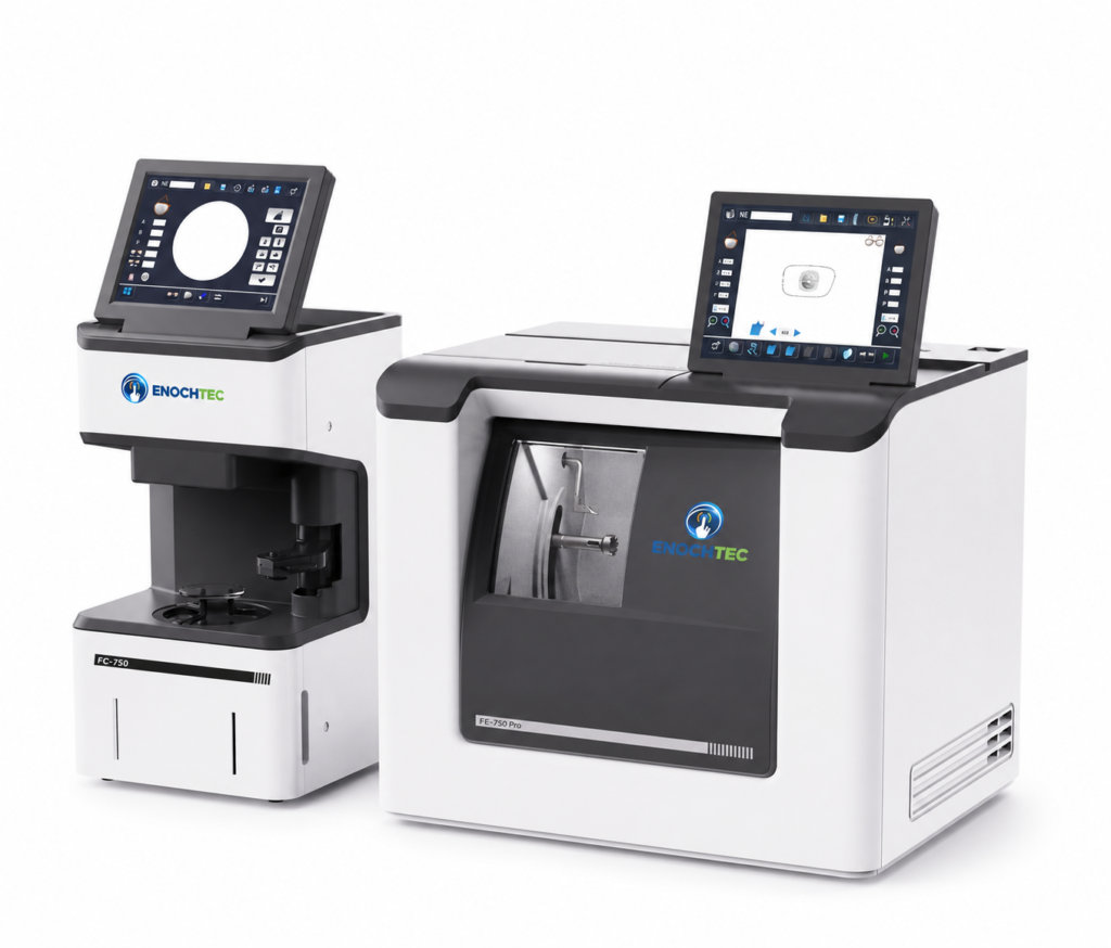 ENOCHTEC FC-750 center scanner and FE-750 Pro automatic lens edger