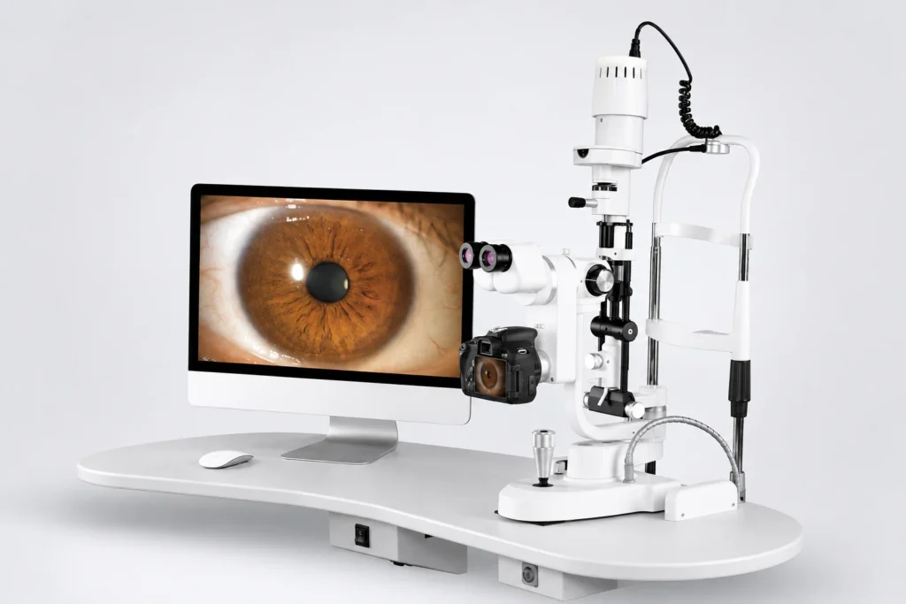 ML-350 digital slit lamp imaging system with DSLR camera and workstation